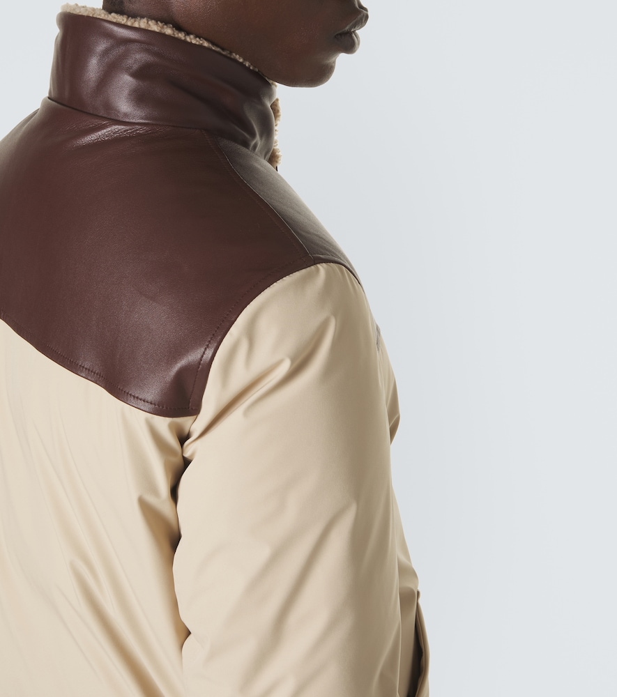 Leather-Trimmed Down Jacket