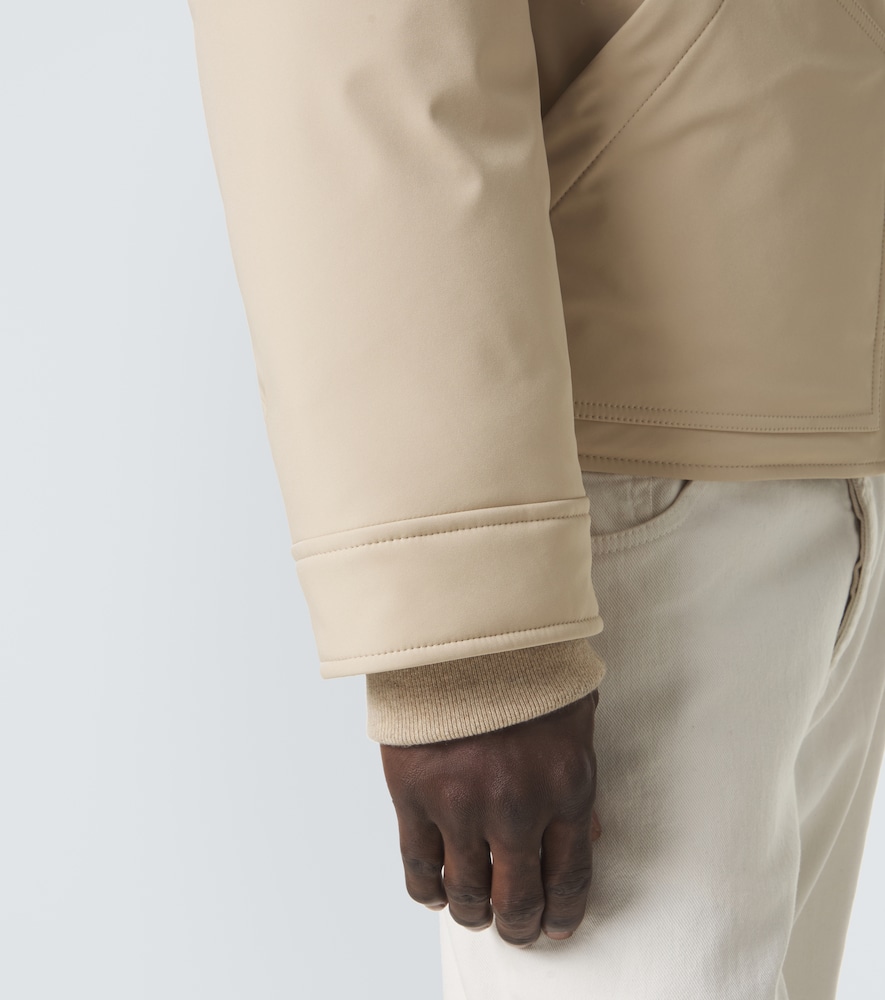 Leather-Trimmed Down Jacket