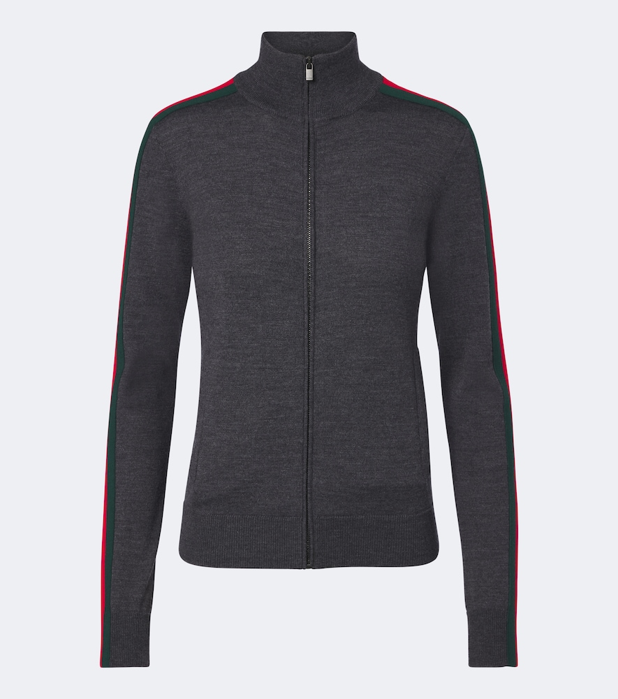 Cardigan Web Stripe in lana con zip
