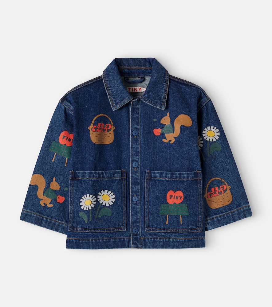 Tinycottons Printed Denim Jacket In Blue
