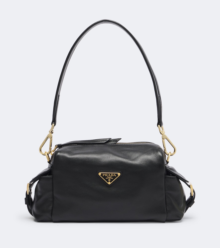 Prada Explore Small Leather Shoulder Bag In Black