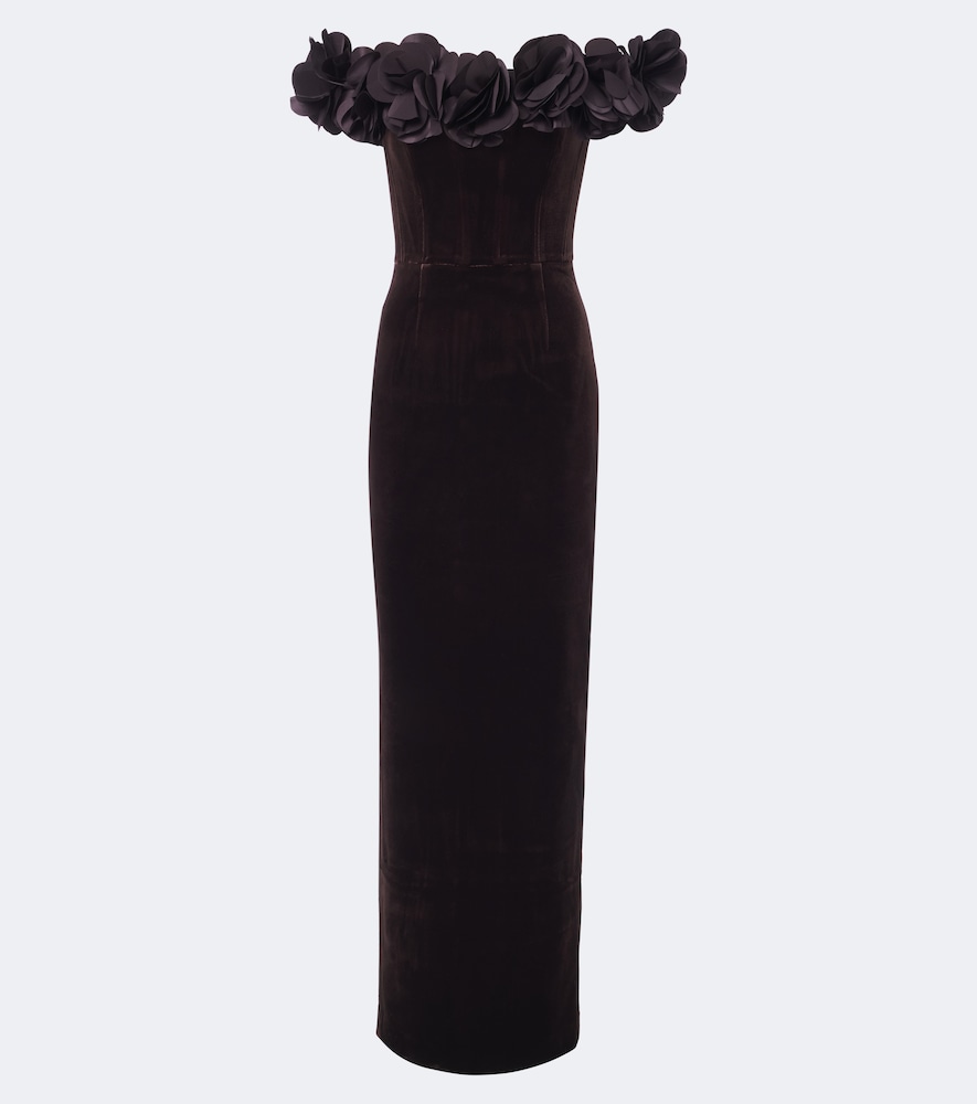 Verzierte Bustier-Robe Charles aus Samt