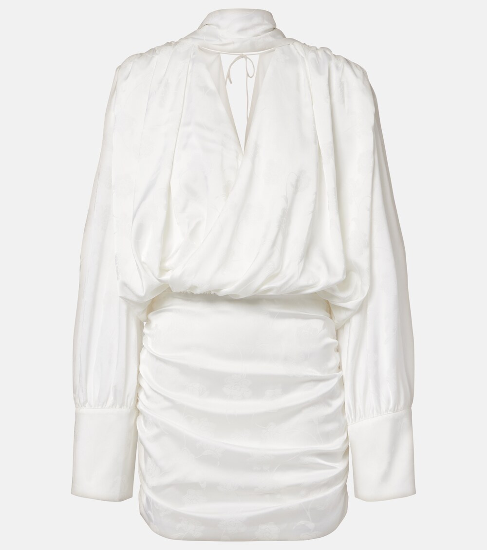 Bridal scarf-detail satin minidress, image 2 of 7