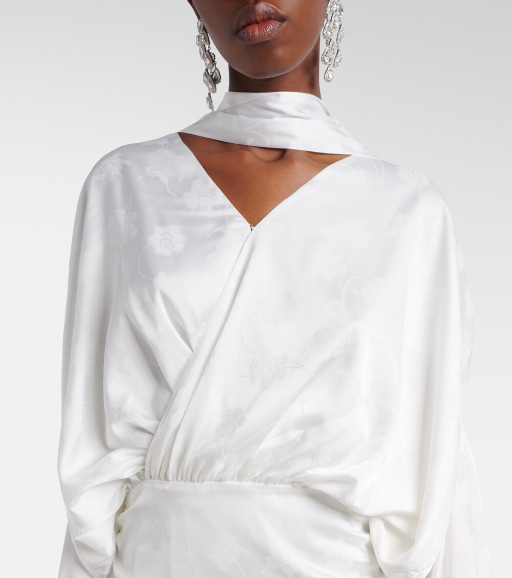 Bridal scarf-detail satin minidress, image 5 of 7