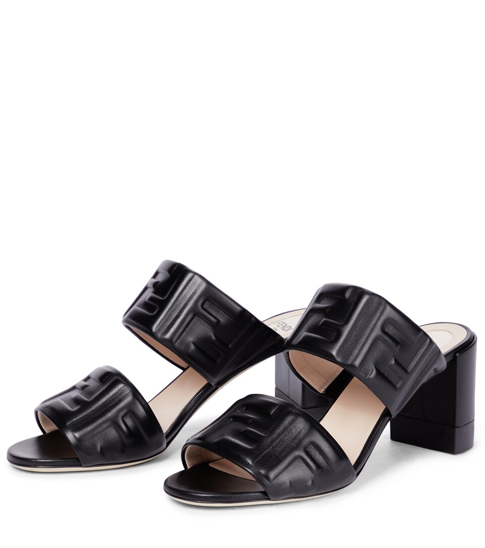 fendi ff embossed leather sandals