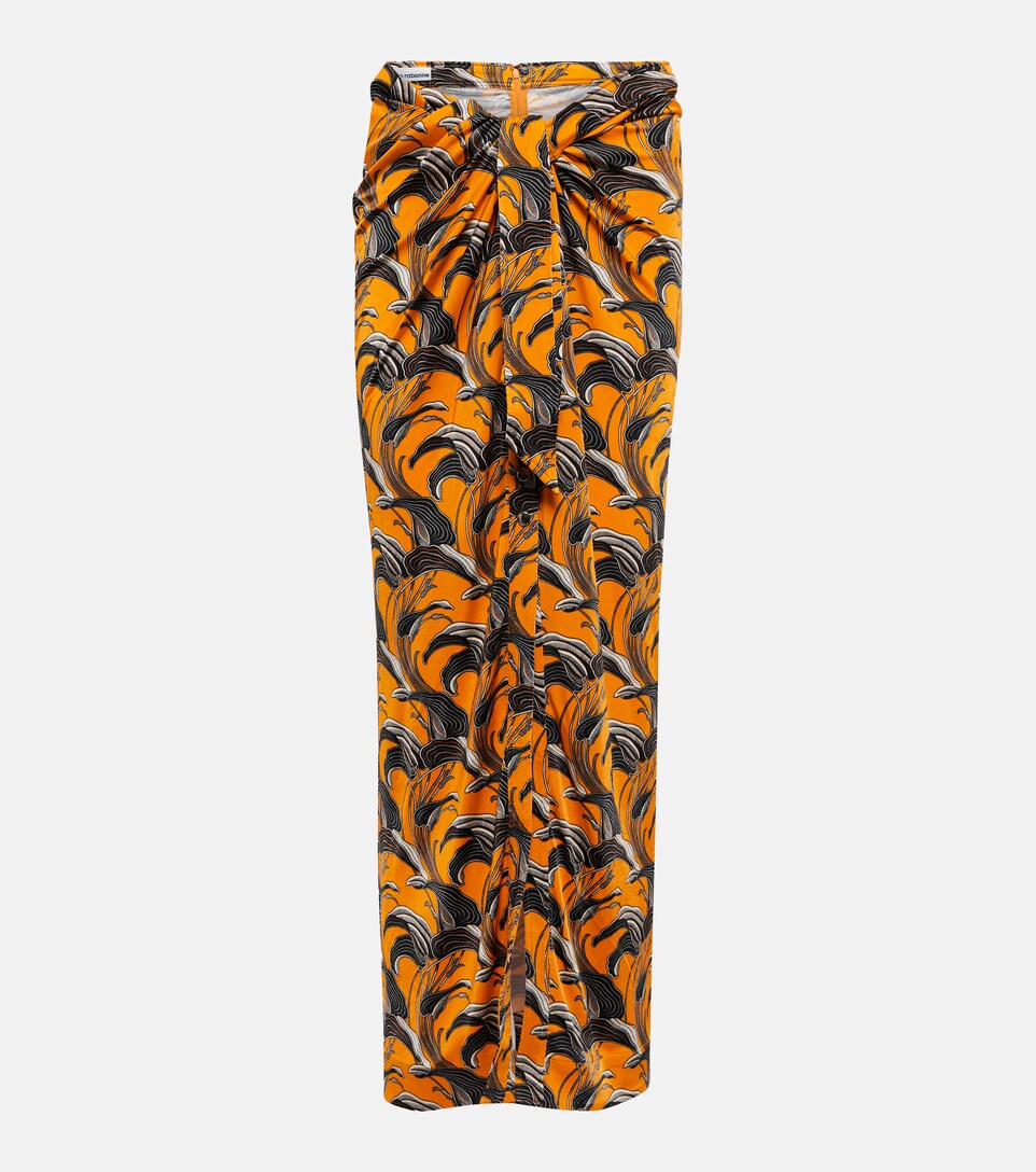 Paco Rabanne - Falda midi estampada con nudo | Mytheresa