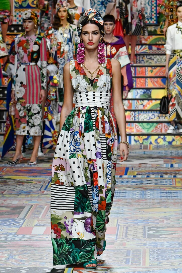 Dolce\u0026Gabbana - Abito lungo patchwork in cotone | Mytheresa