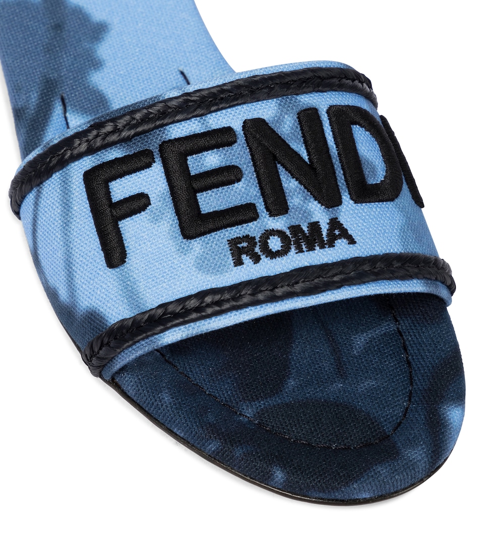 fendi logo canvas flat sandals