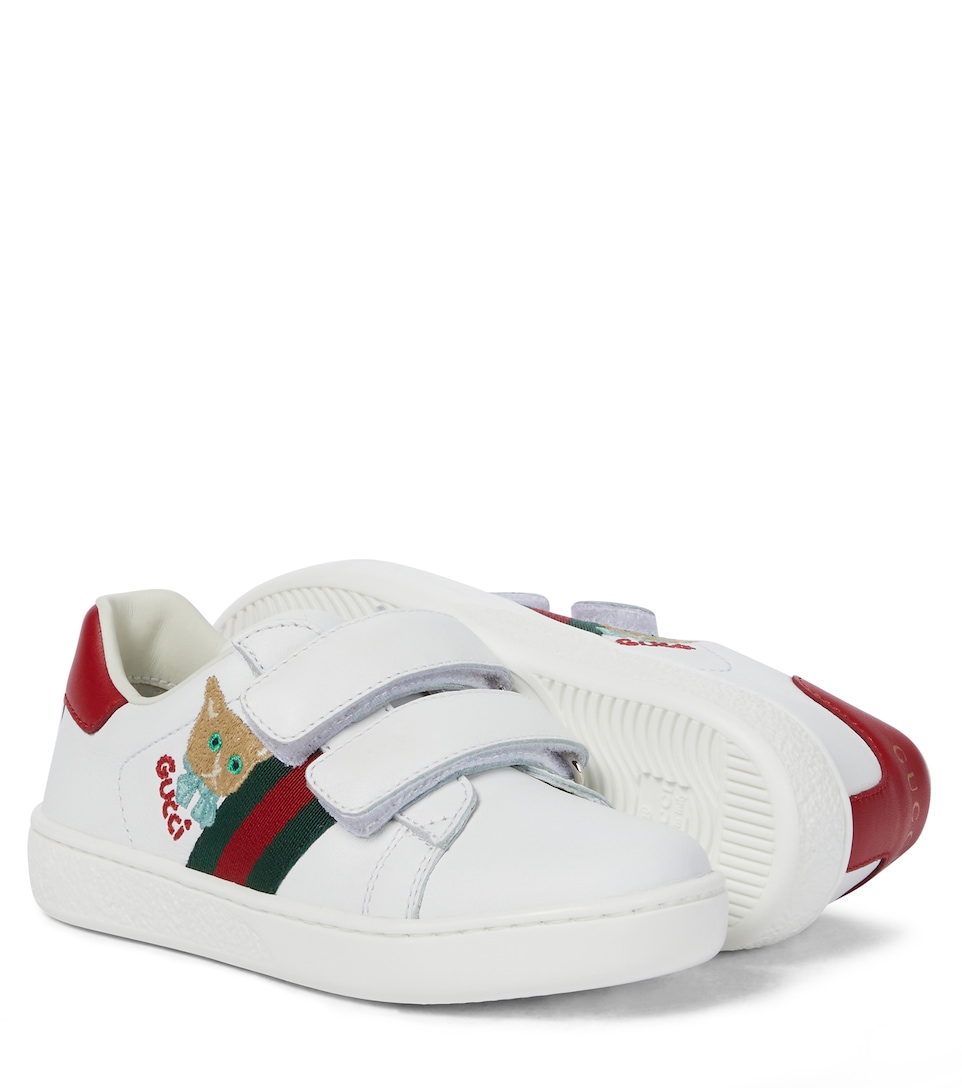 Gucci Kids - Web leather sneakers | Mytheresa