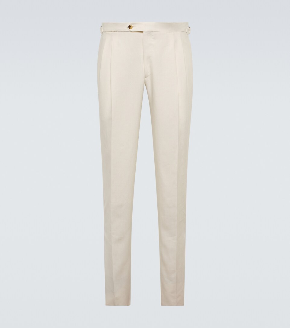 Thom Sweeney - Pleated linen slim-leg 