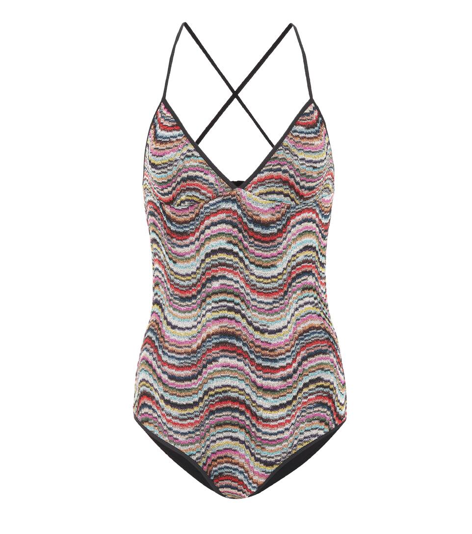 mare onda 金属感钩编针织连体泳衣