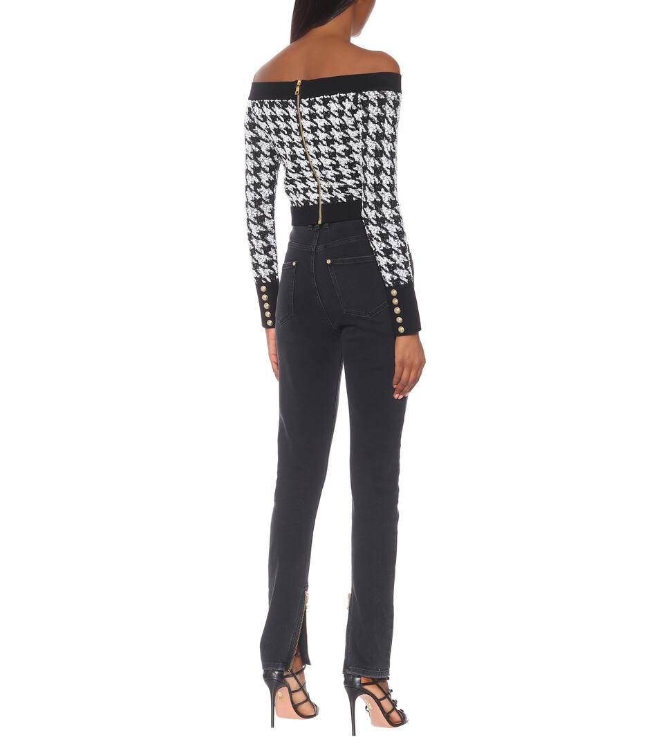 Top Encolure Bardot Et Balmain À Carreaux xQoedCBWr