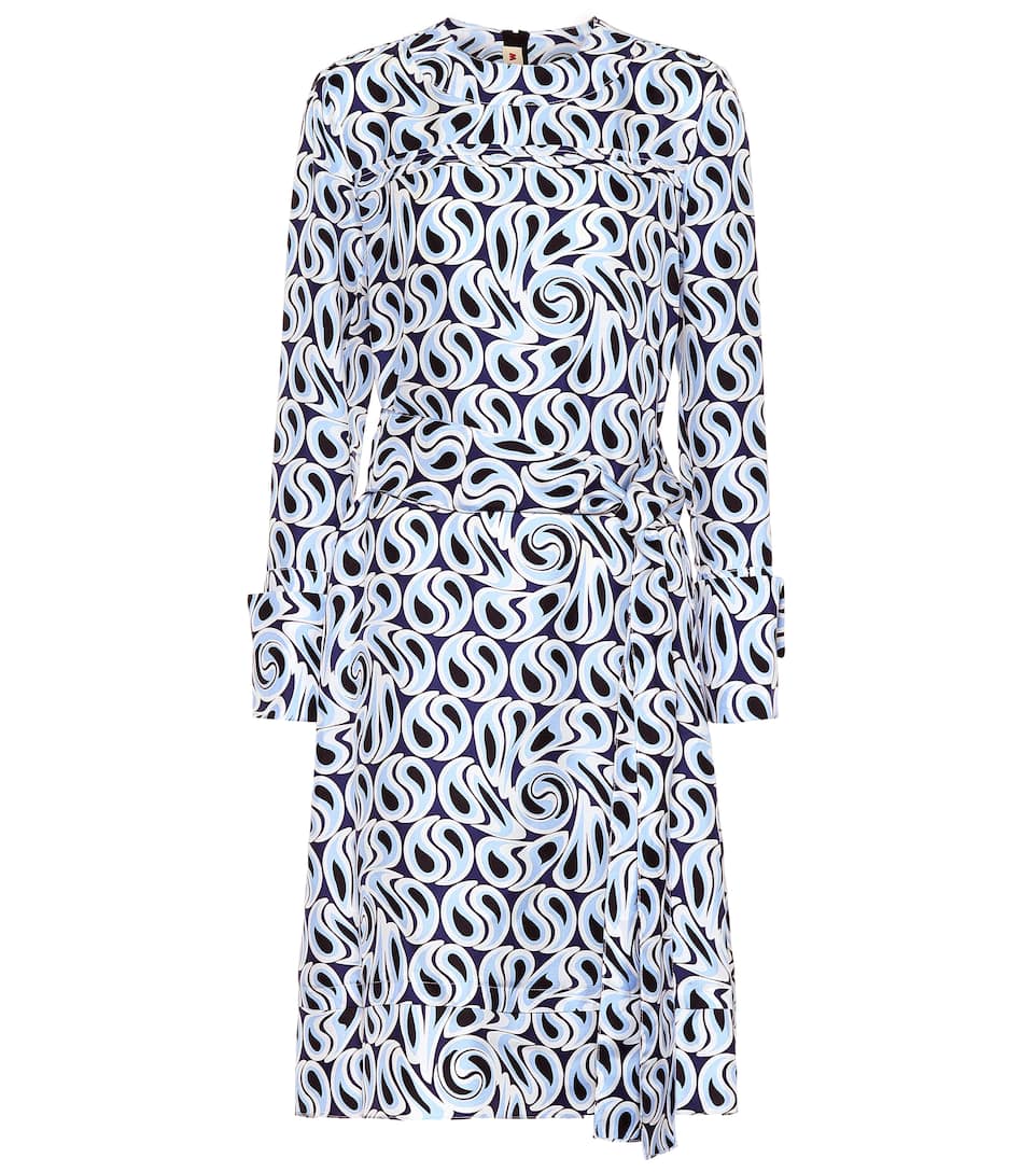 Soie Marni En Midi Imprimée Robe 8wZONPXn0k