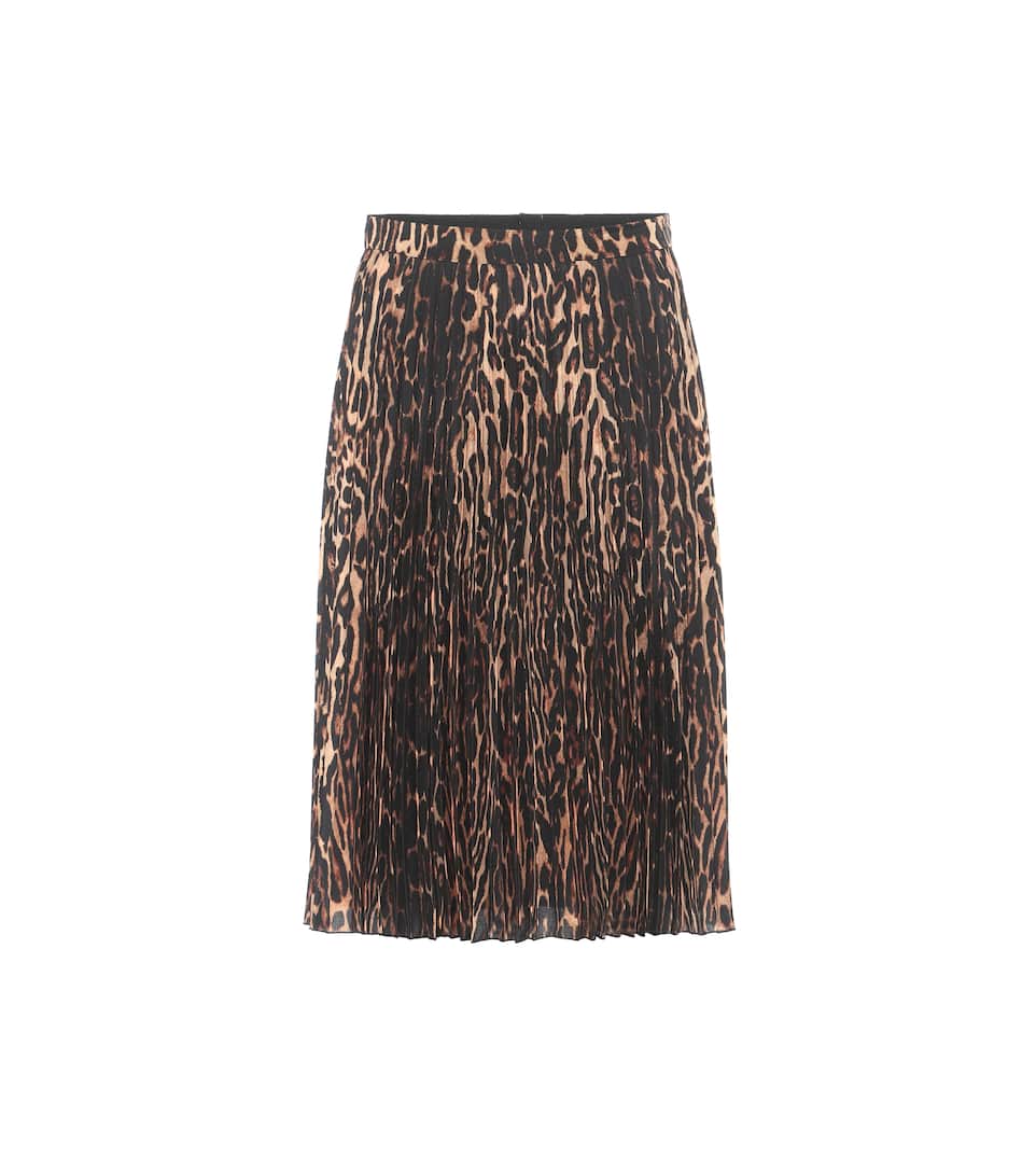 Click to view more detailed imagery on our partner's website Burberry Pleated Midi Skirt With Leopard Print Motif In Brown