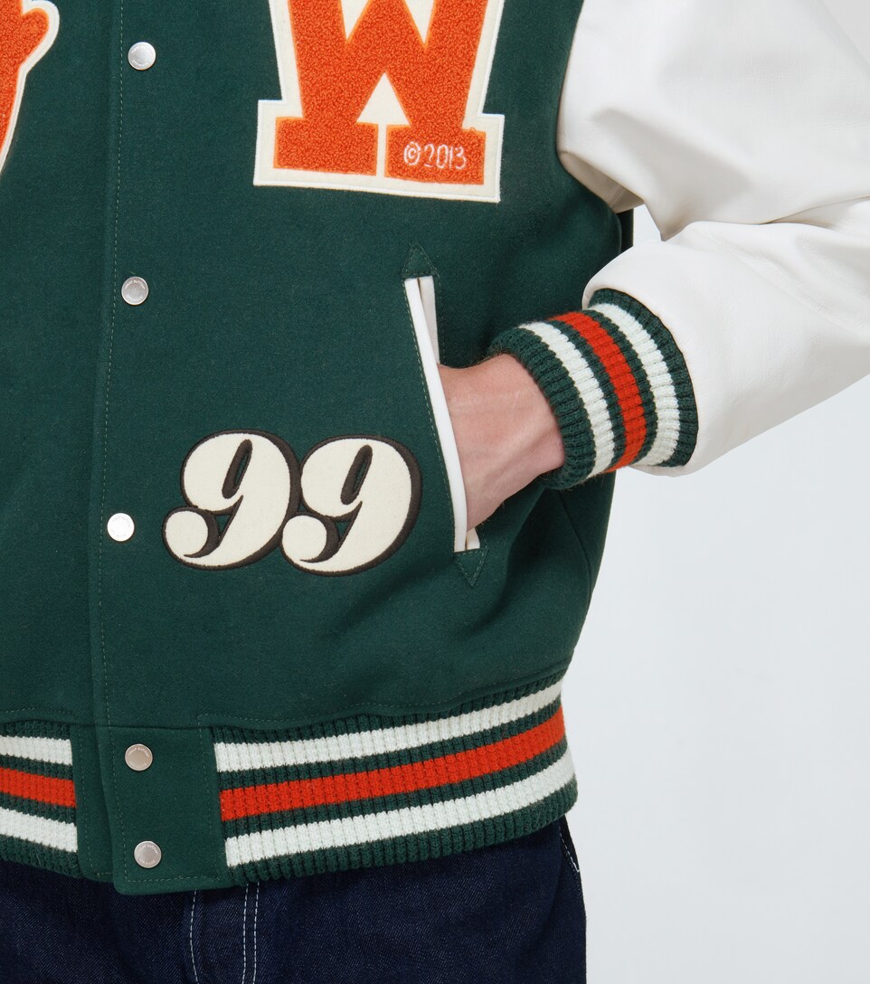Off-White - Barrel leather varsity jacket | Mytheresa (962 x 1088 Pixel)