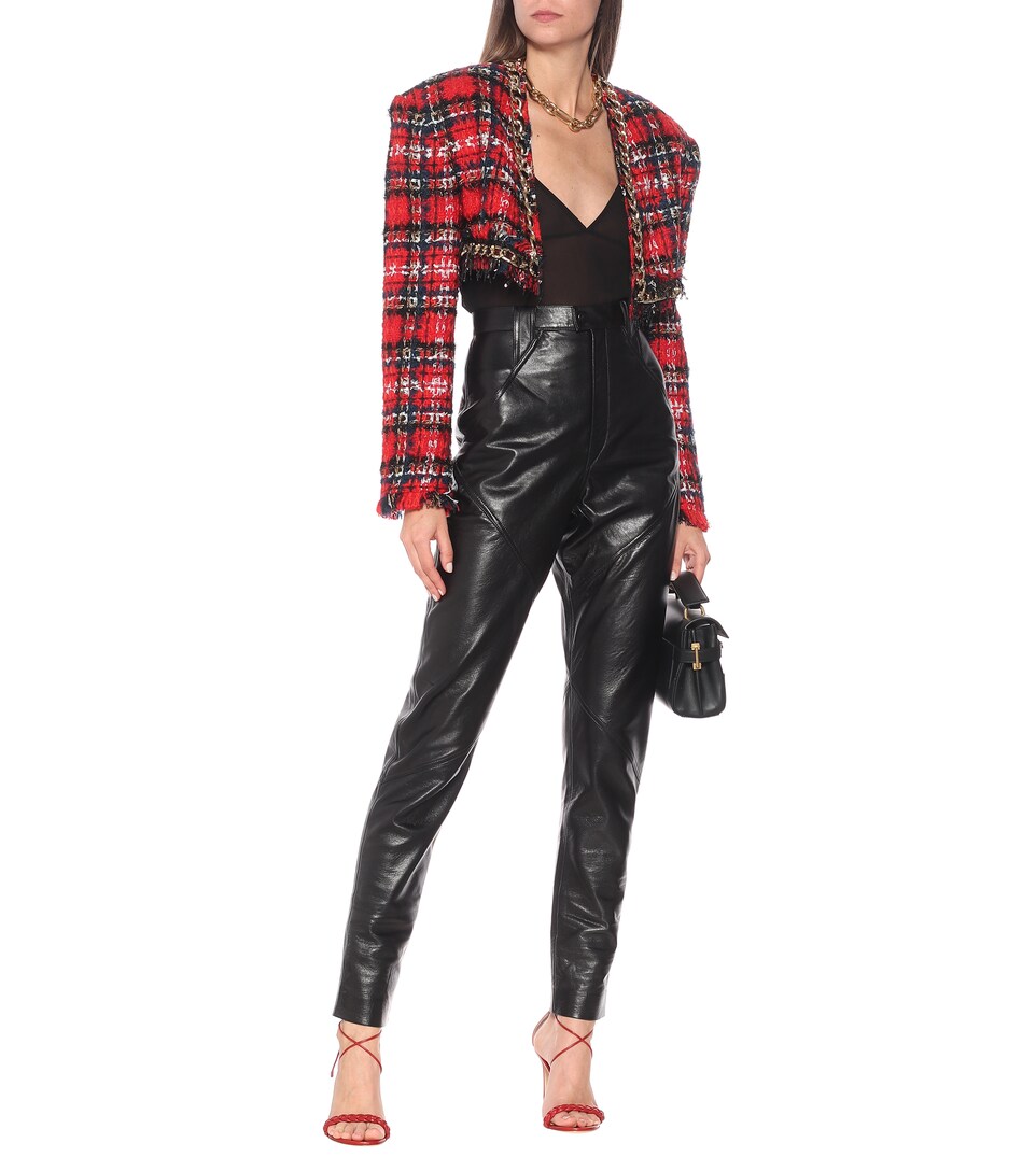 Balmain - Checked tweed bolero jacket 