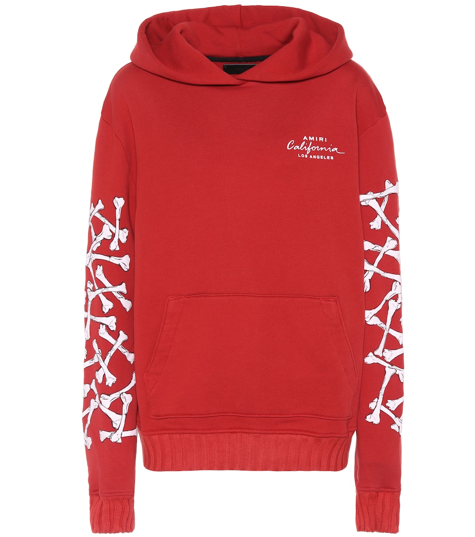 "california" bone-graphic cotton hoodie - red size xs
