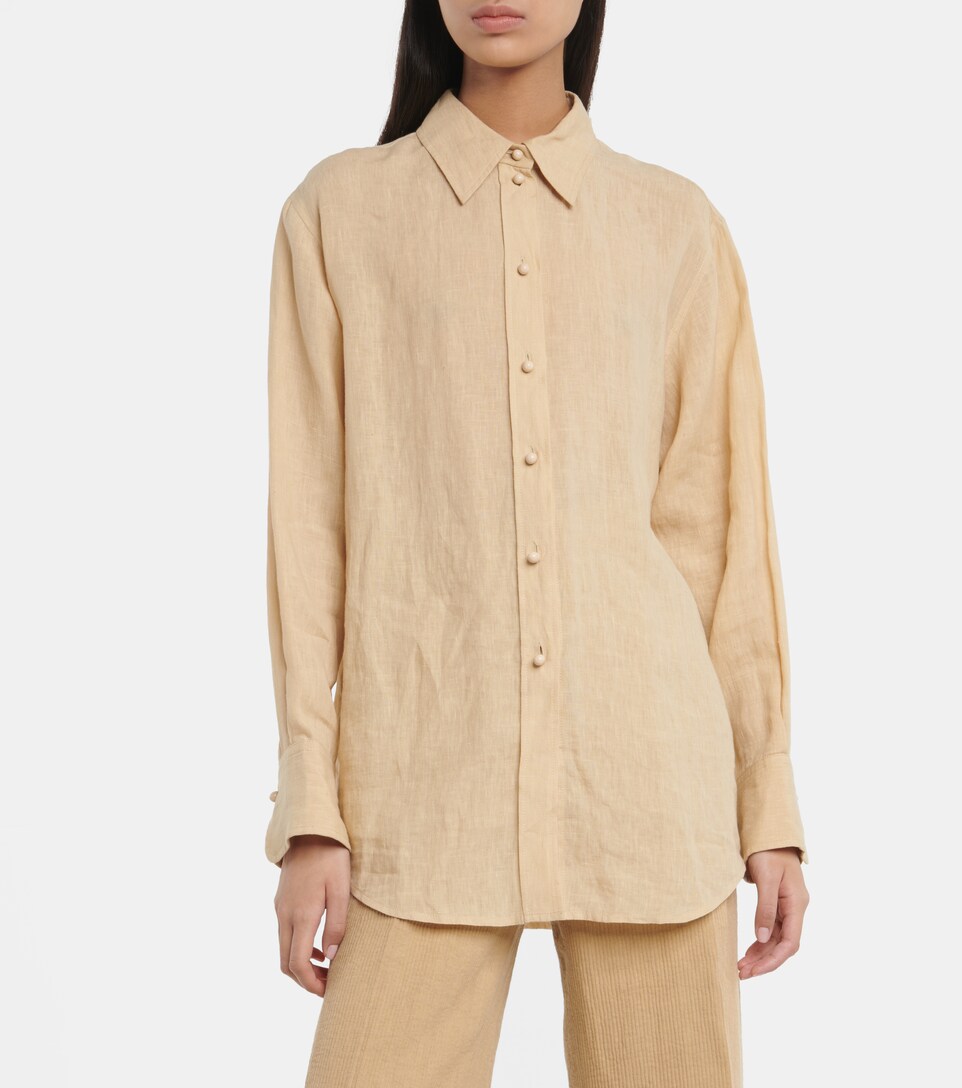 Chemises Homme | Chemise En Lin Oversize Avec Col À Revers - Blanc Blanc |  Bershka • Roda Moda