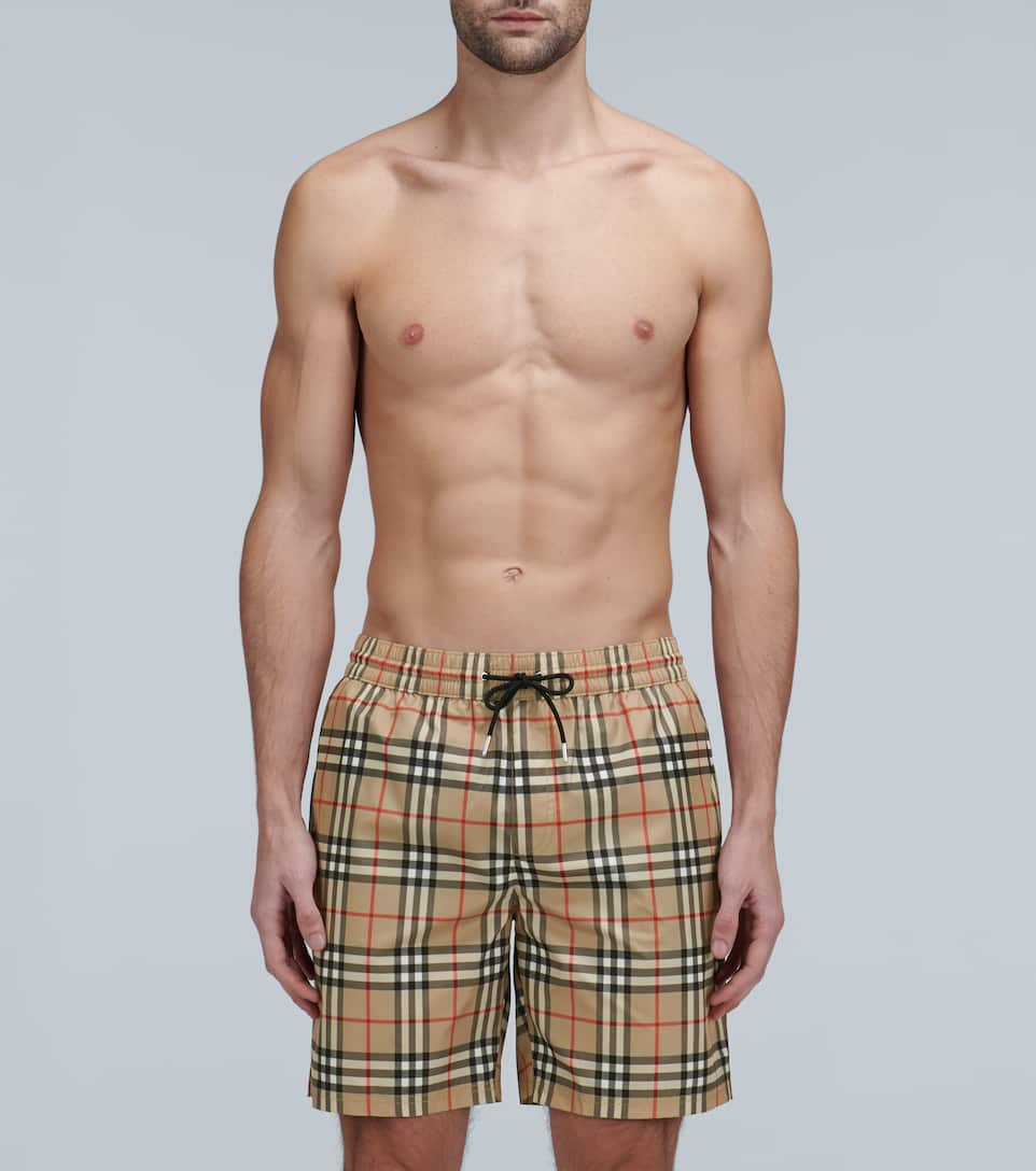 BURBERRY Classic check-printed swim shorts,P00433244