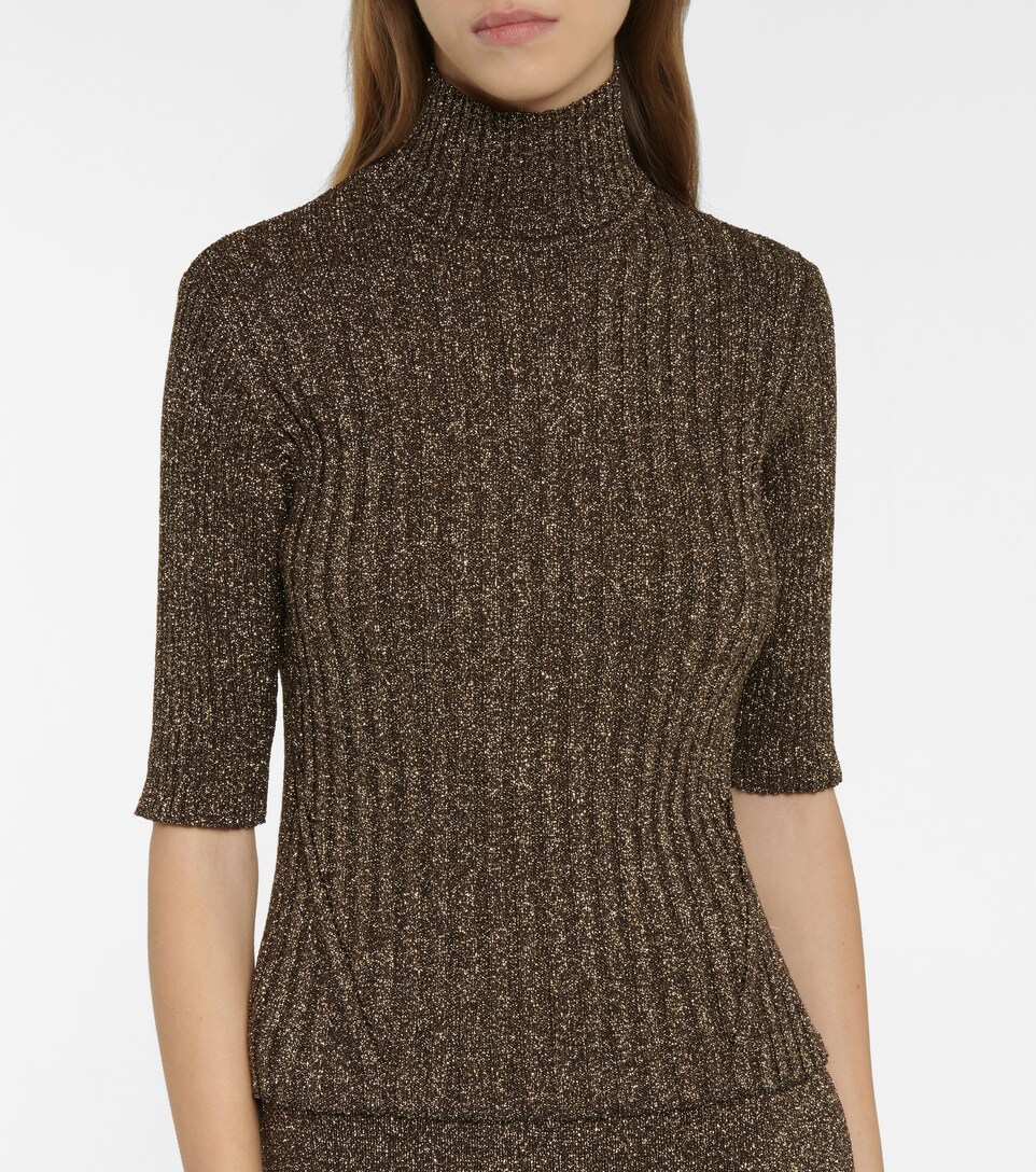 Ganni - Ribbed-knit turtleneck top | Mytheresa