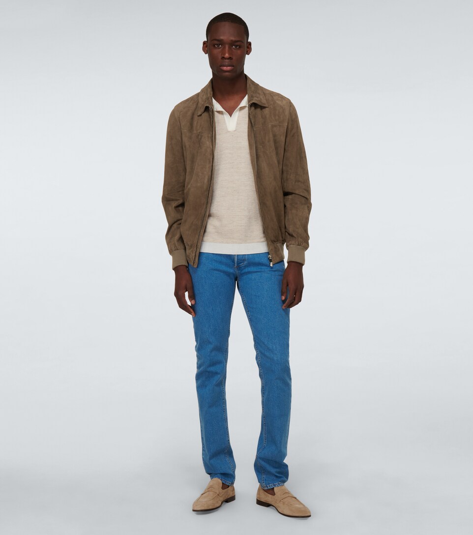 suede blouson jacket