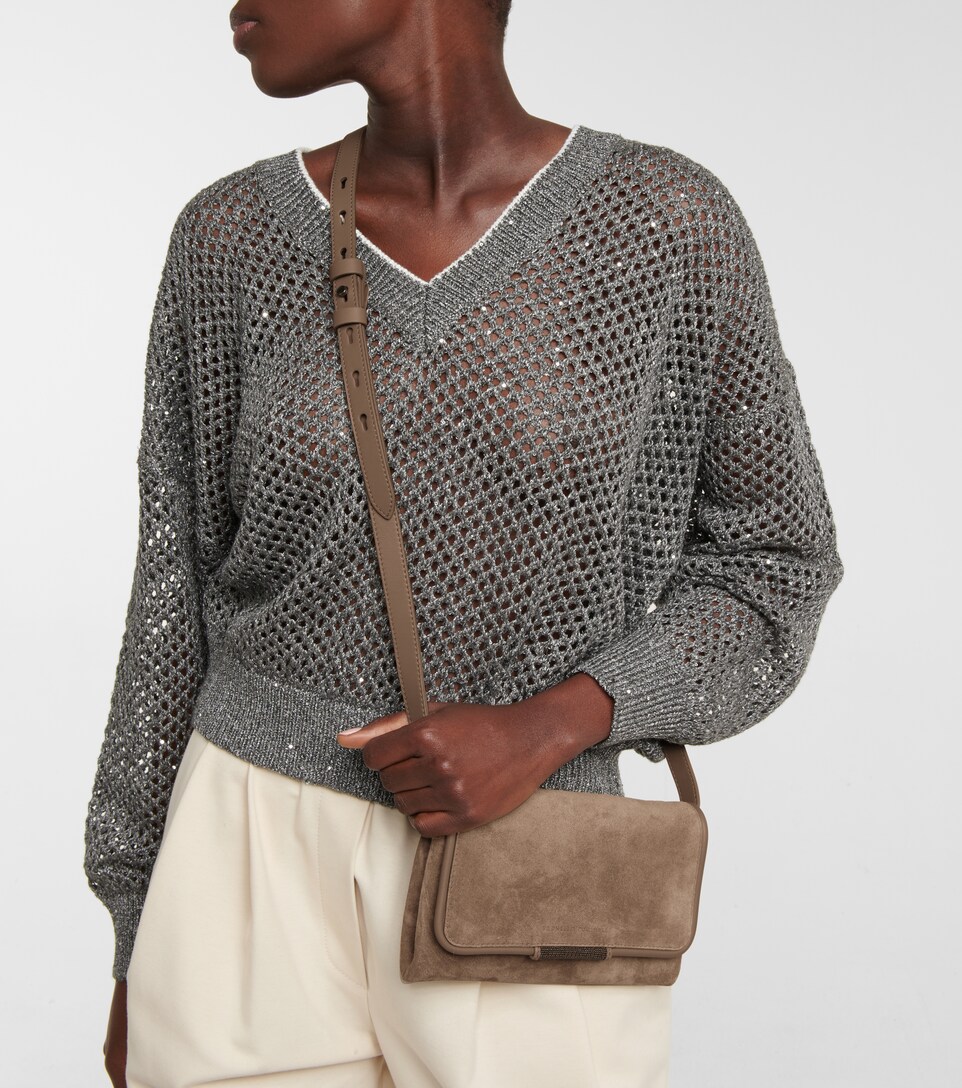 suede leather crossbody bolsa
