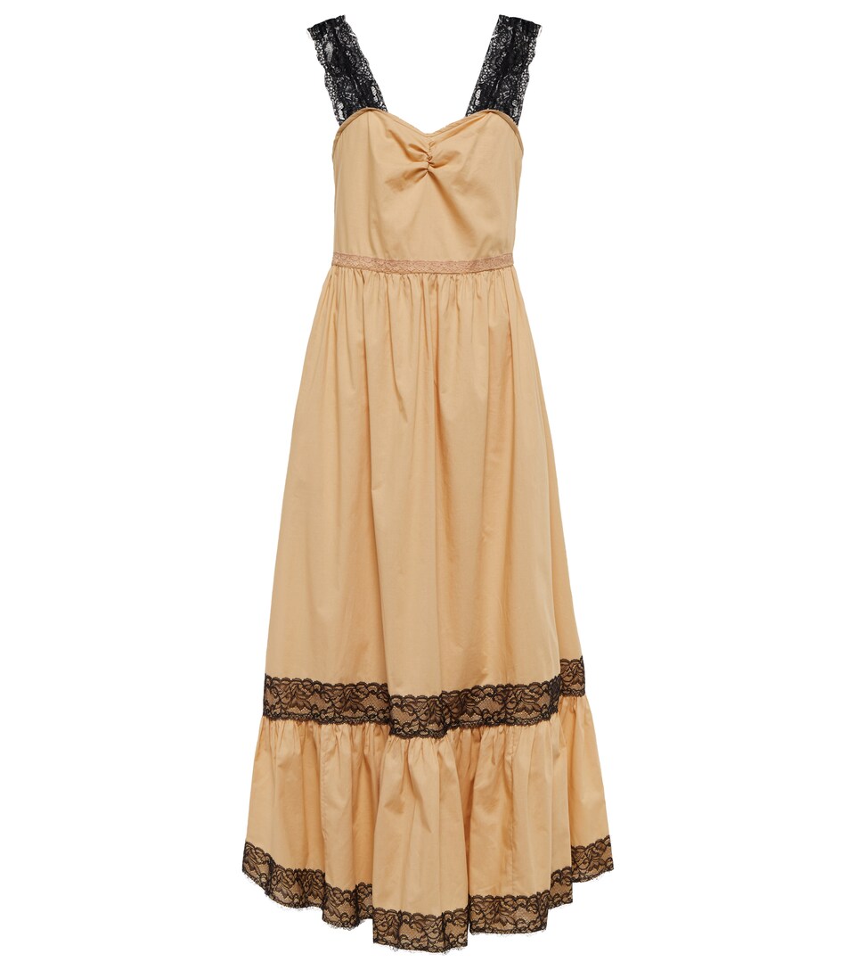 Gucci - Lace-trimmed muslin maxi dress 