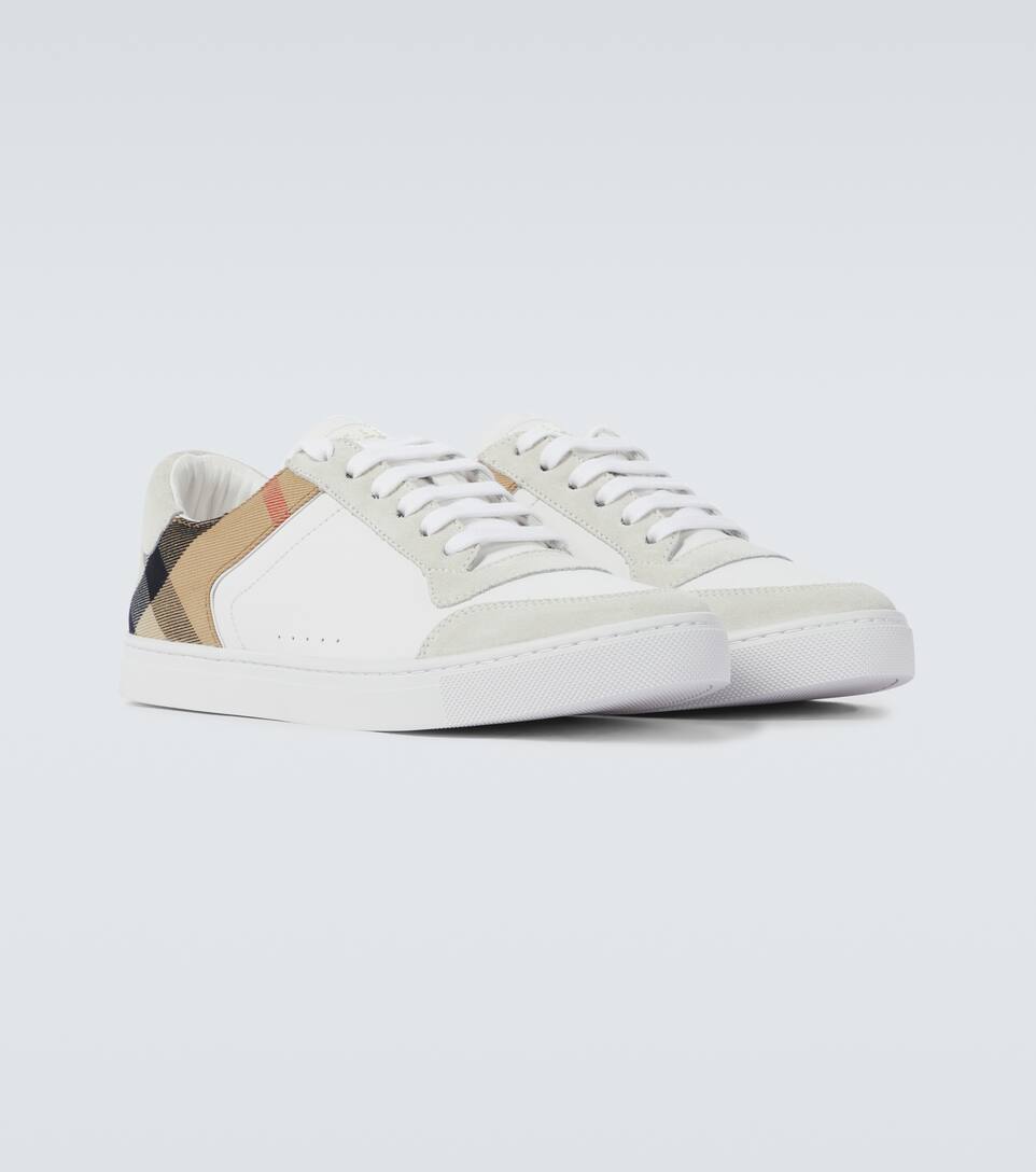 BURBERRY HOUSE CHECK LEATHER SNEAKERS,P00433355