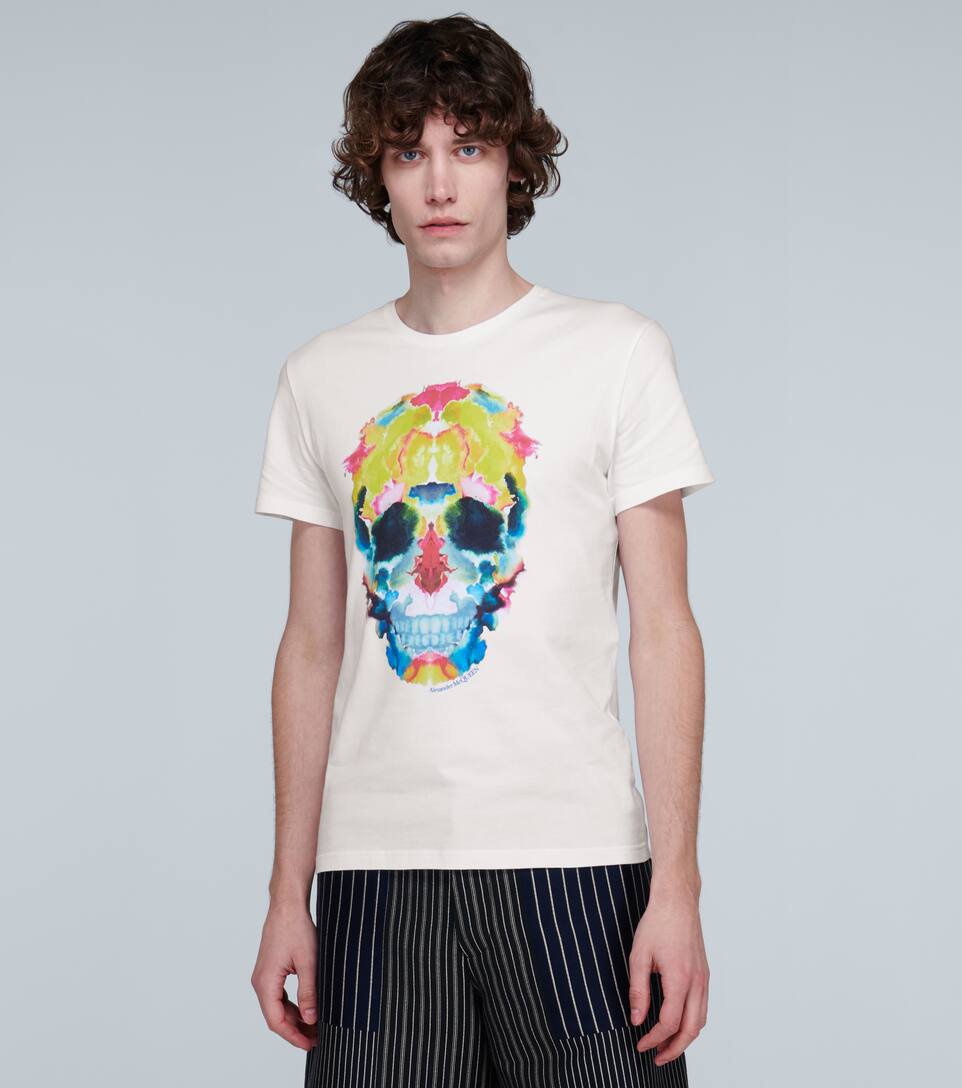 ALEXANDER MCQUEEN SKULL PRINTED COTTON T-SHIRT,P00453187