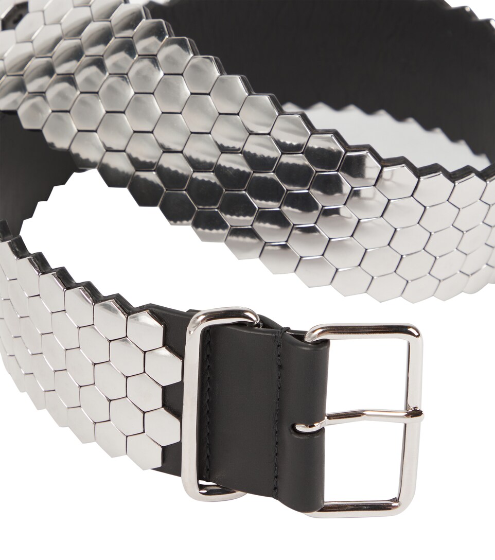 Leather-trimmed metal belt | Mytheresa
