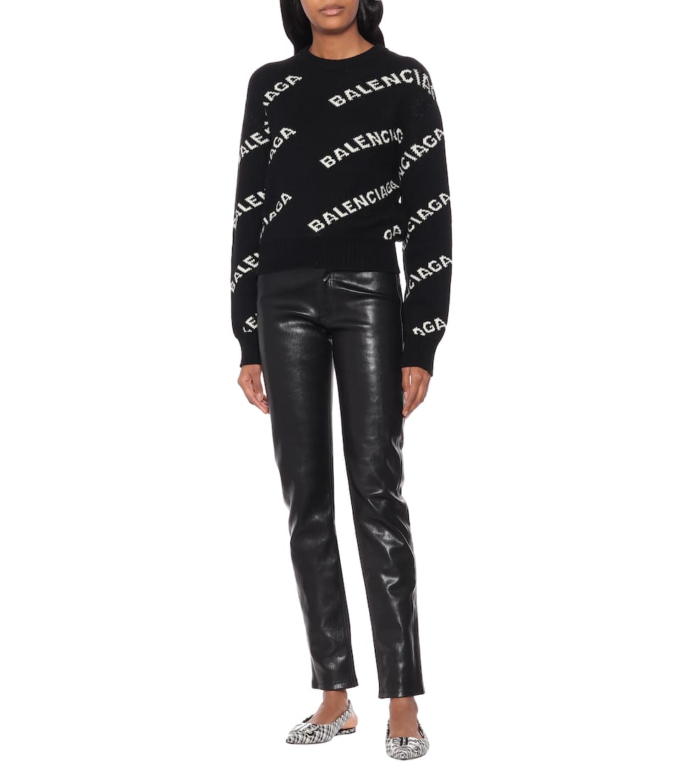 Logo Intarsia Wool Sweater Balenciaga Mytheresa
