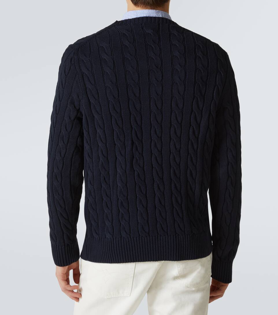 Polo Ralph Lauren Logo-embroidered Cable-knit Cashmere Jumper In Blue