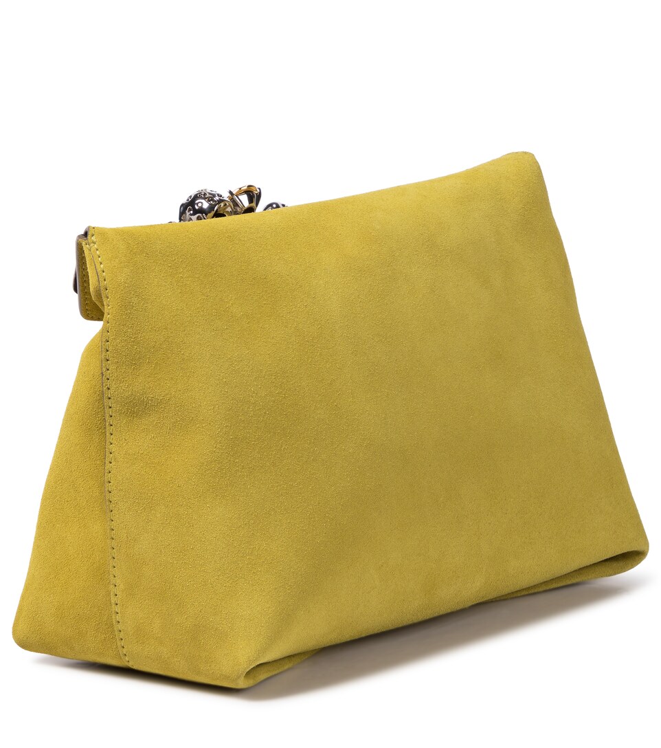 yellow suede clutch