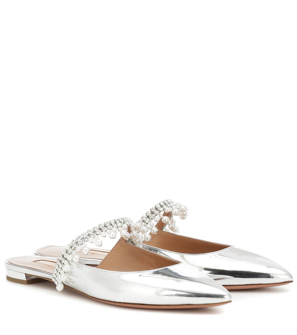 embellished mules flat