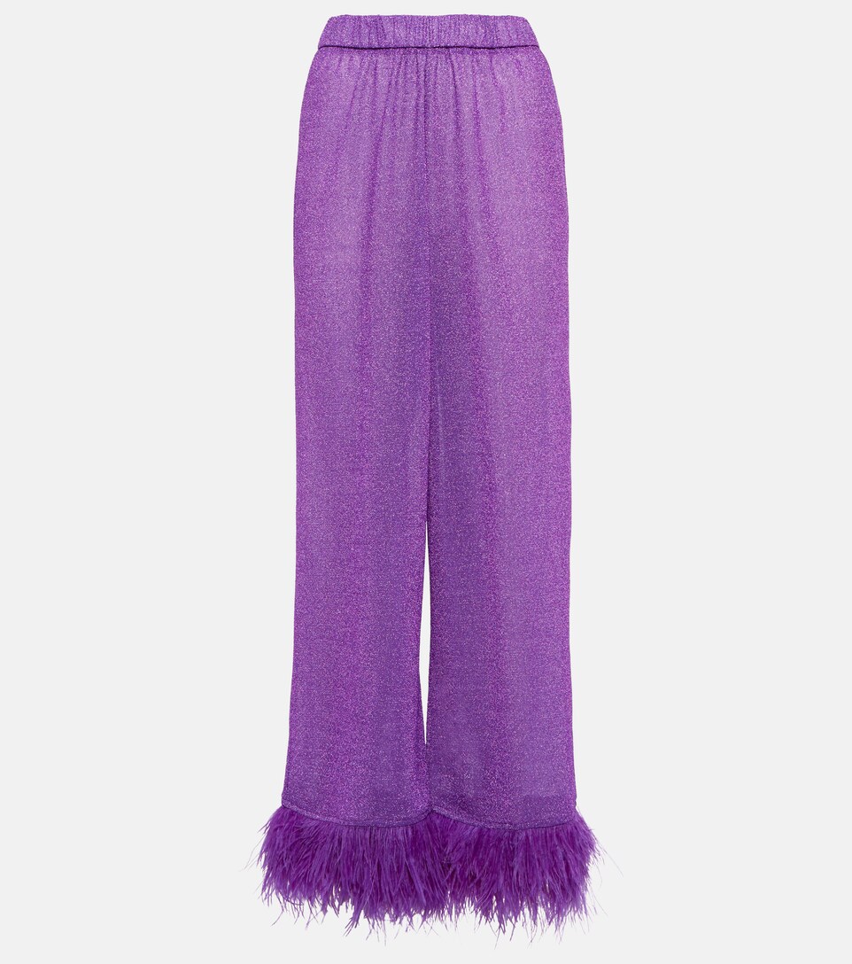 feather-trimmed pants | Mytheresa