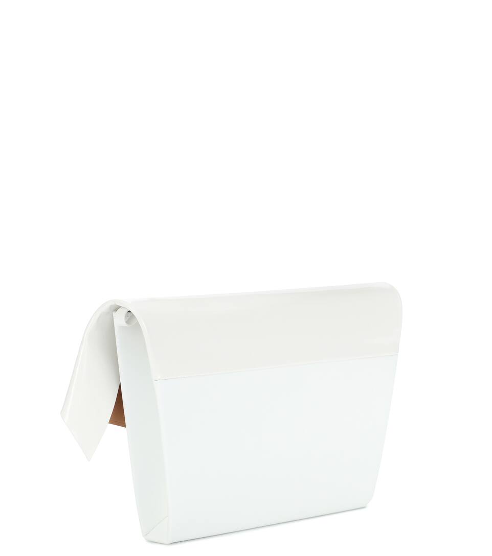 white patent leather clutch