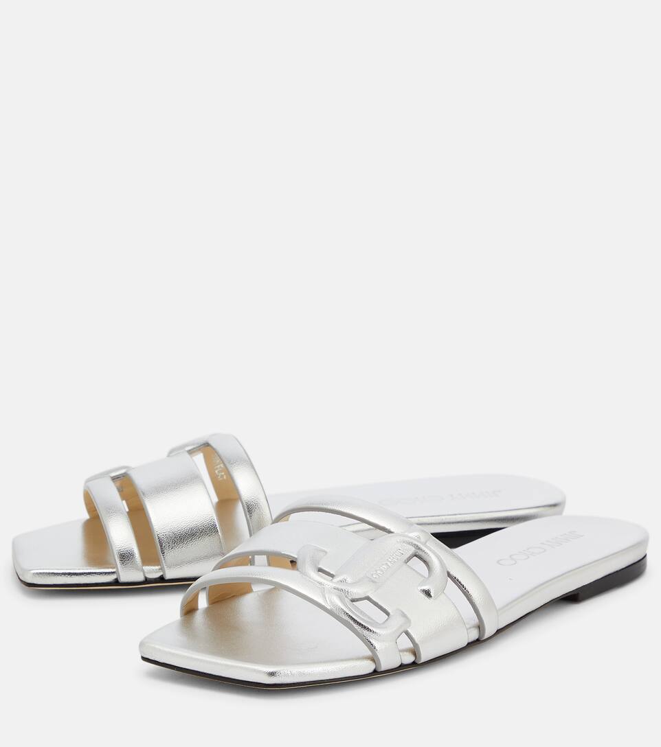 Jimmy Choo - Laran flat metallic leather sandals | Mytheresa