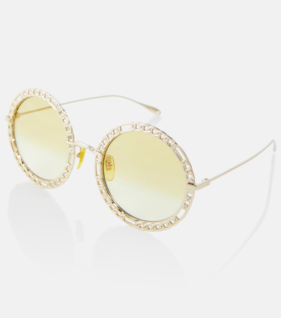 Gucci - Occhiali da sole rotondi con catena | Mytheresa