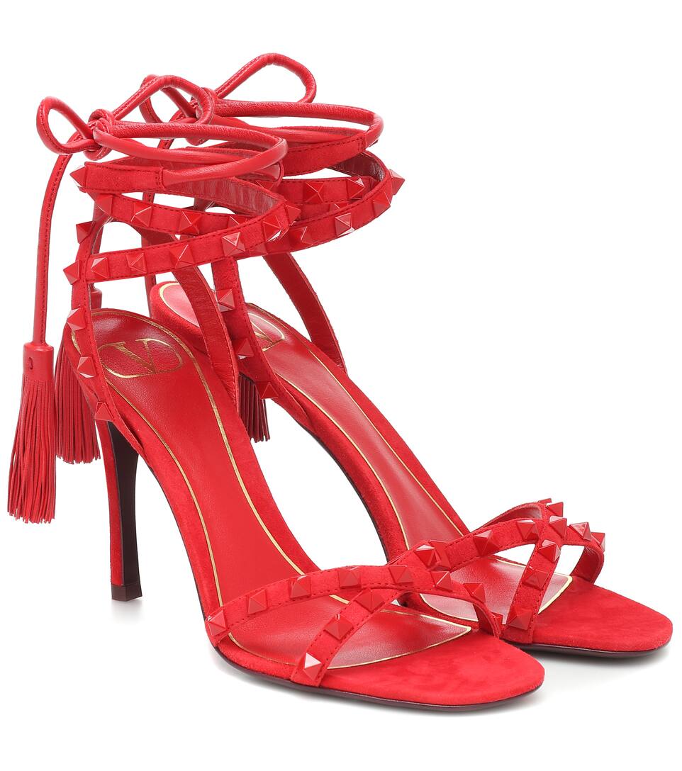 valentino rockstud suede sandal