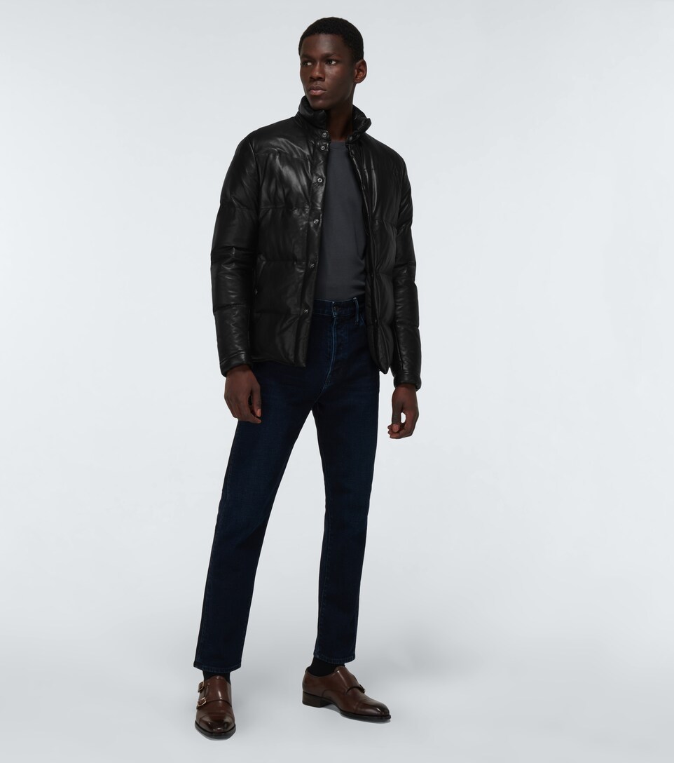 down filled leather jacket