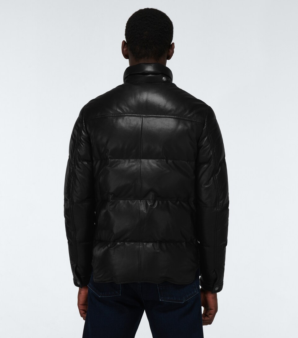 down filled leather jacket