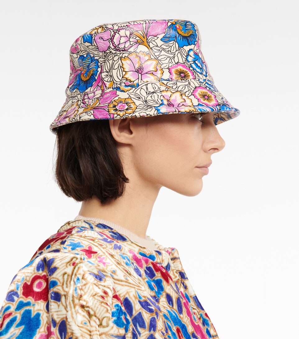 Isabel Marant Women's Haley Floral Leather Bucket Hat - Pink - Hats