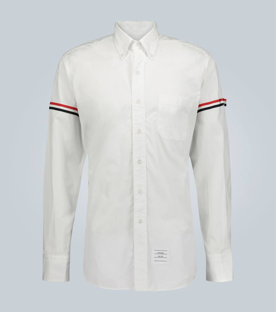 Thom Browne Cotton Shirt With Chest Pocket And Cuffed Sleeves In White