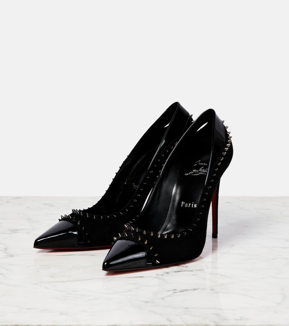 Christian Louboutin - Duvette Spikes 100 suede pumps | Mytheresa