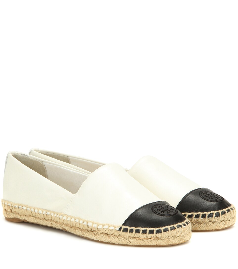 tory burch black leather espadrilles