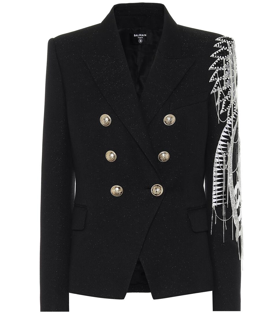 Wallpaper Crystal Embellished Blazer Balmain Mytheresa HD