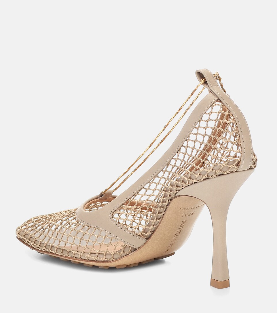 gold mesh pumps