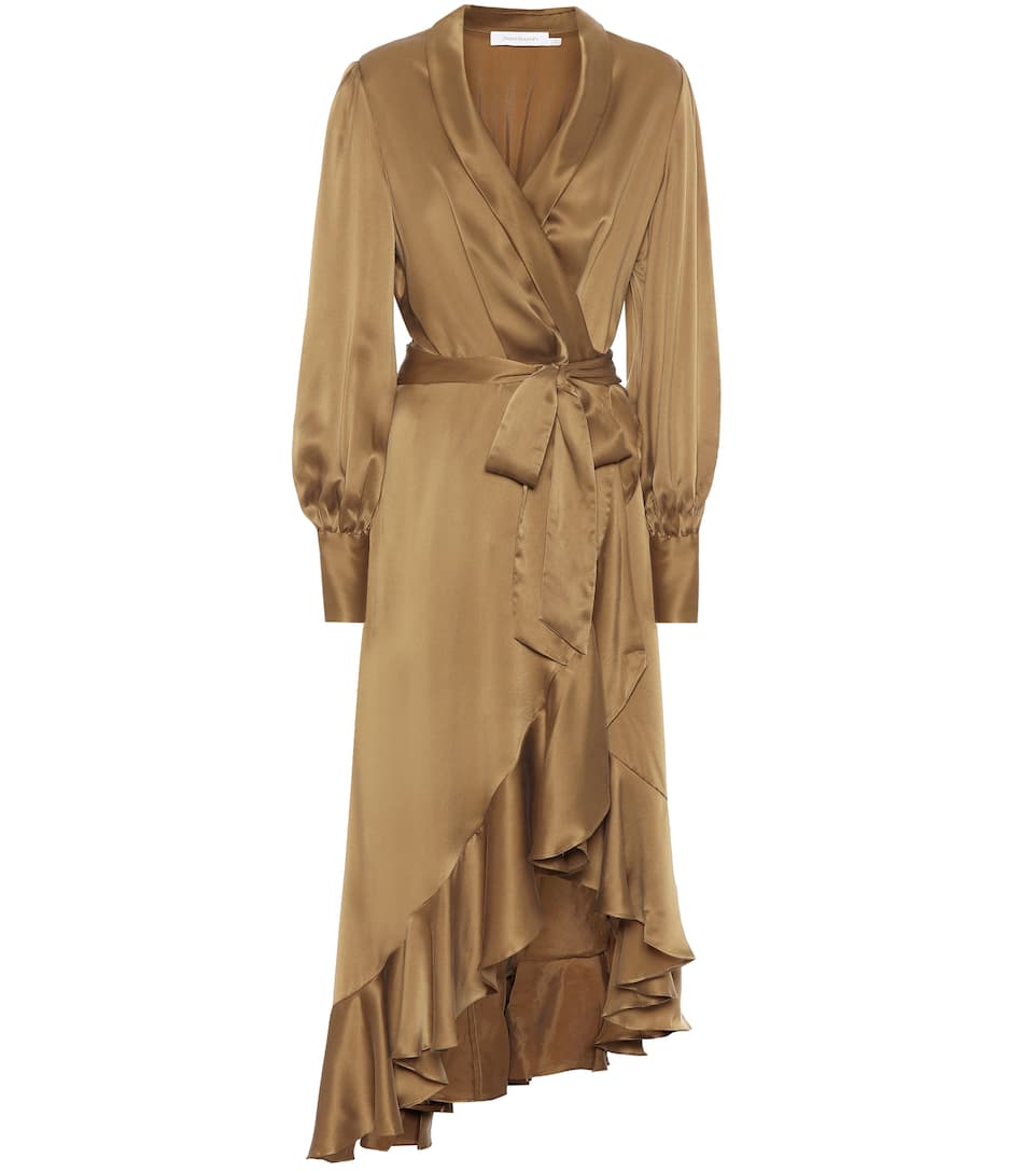 silk satin wrap dress