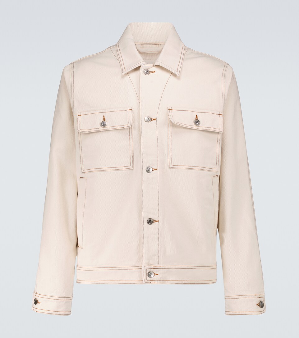 cream colored denim jacket