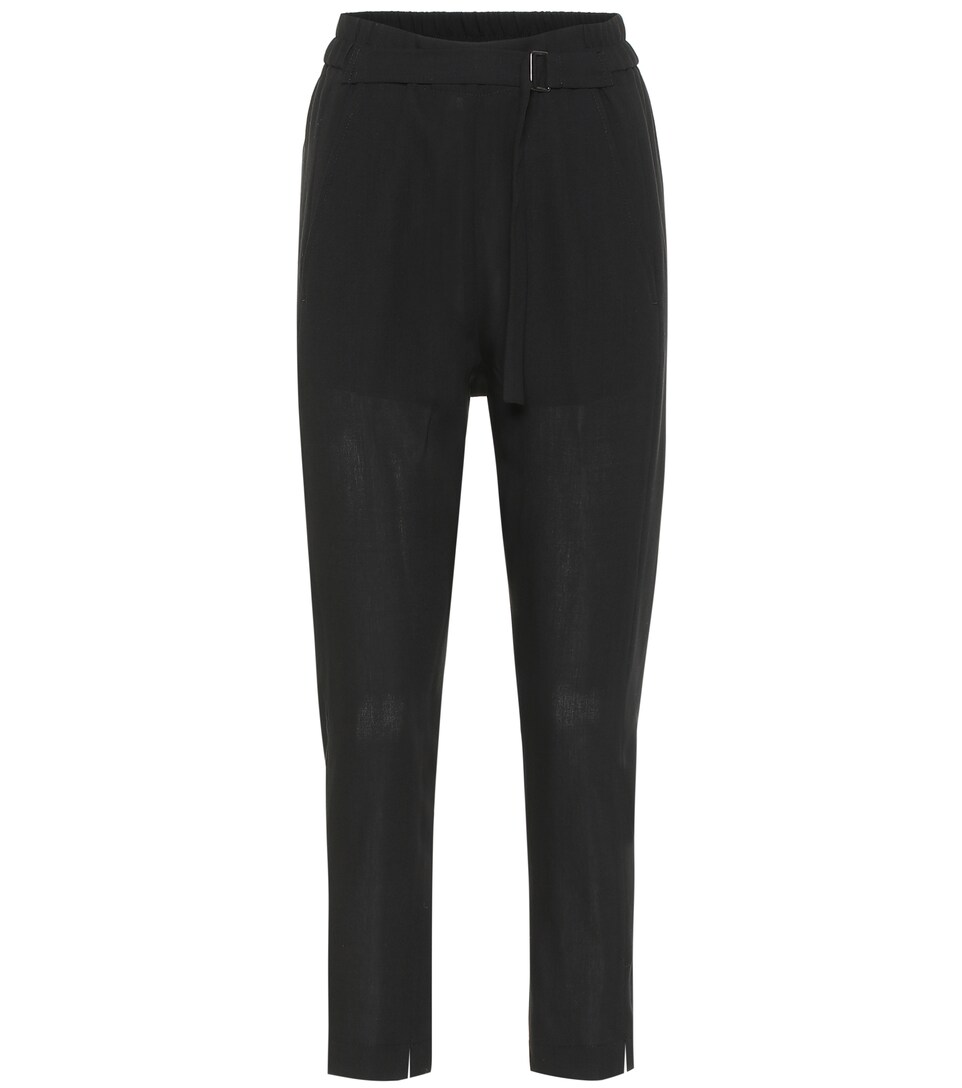 High-rise slim wool pants 